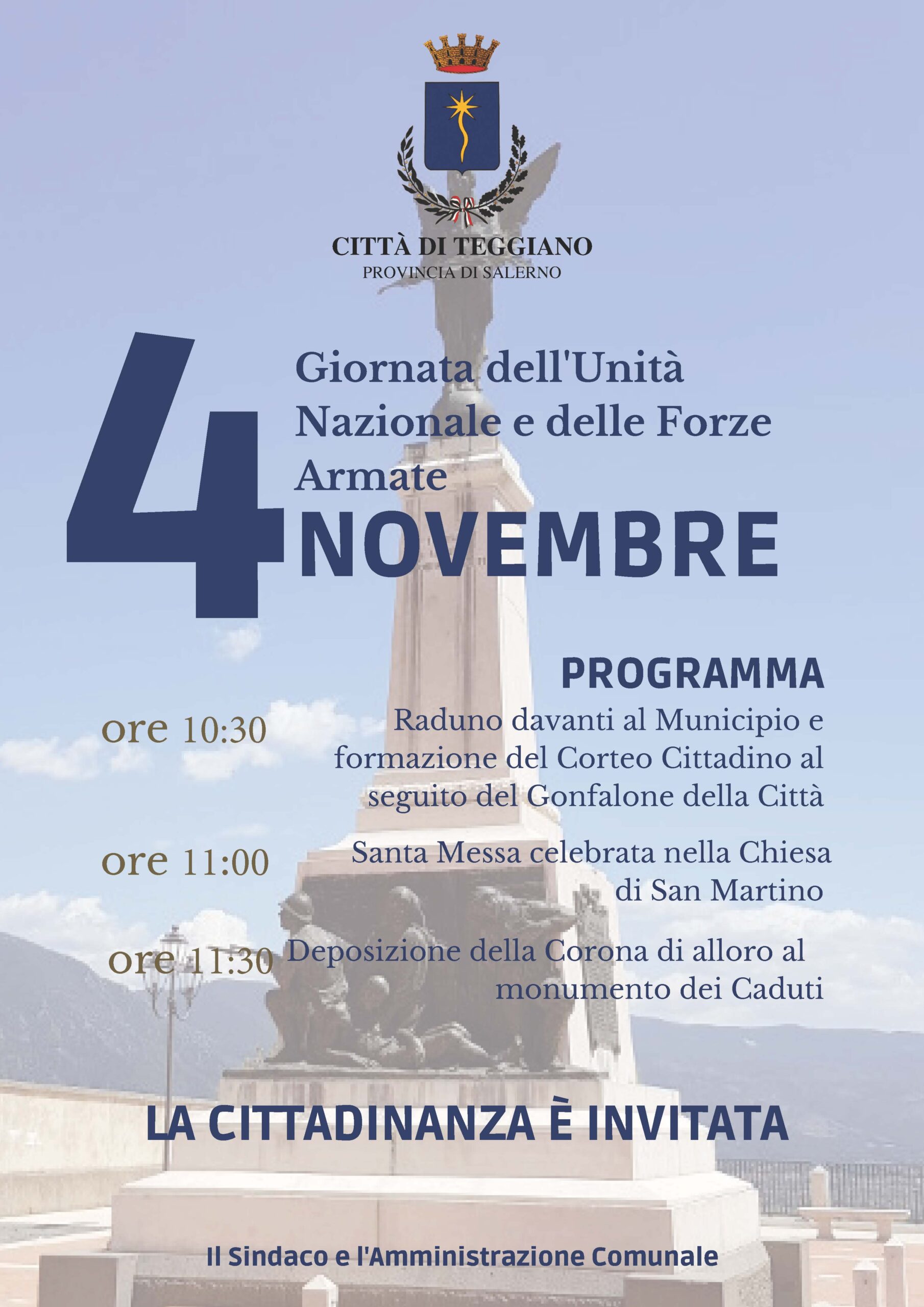 GIORNATA DELL'UNITA' NAZIONALE E DELLE FORZE ARMATE - 4 NOVEMBRE
